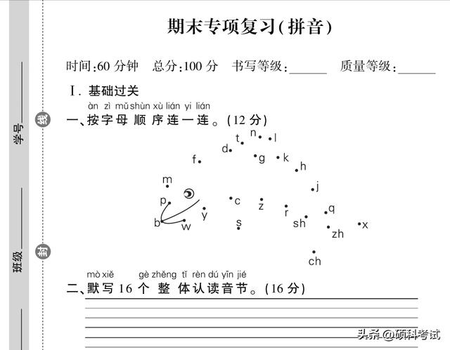 一年级语文书汉语拼音总复习全部